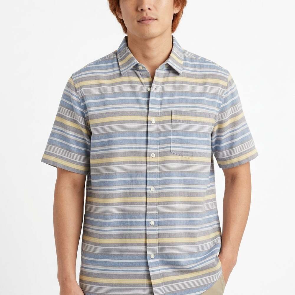 carbon2cobalt Striped Lightweight Button-Up Shirt Men Woven Size XL